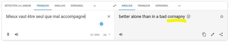 Erreur avec Google Traduction
