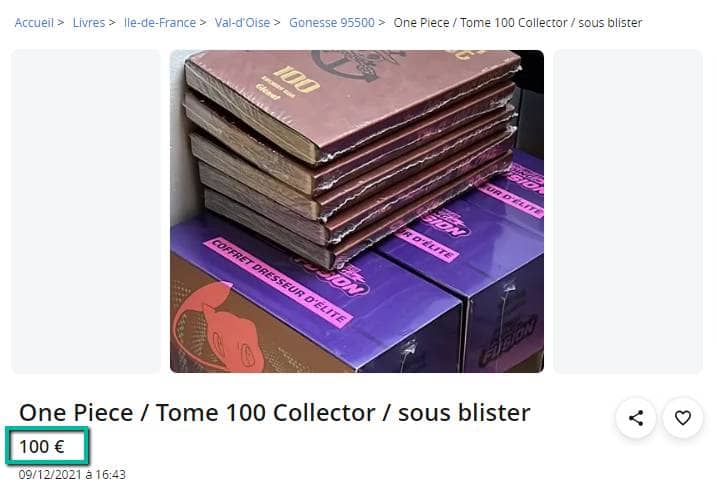 One Pice Tom 100 Collector vendu à 100 €