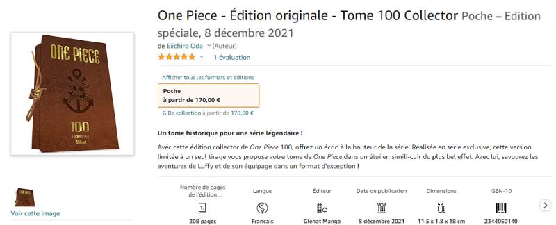 One Piece Tom 100 collector sur Amazon